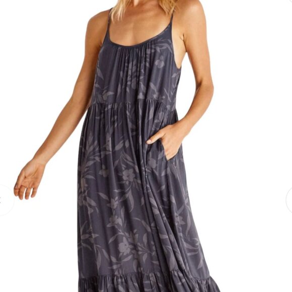 Z SUPPLY Lido Midi rayon gray floral print dress/adj strap /super condition/XL - Picture 9 of 9